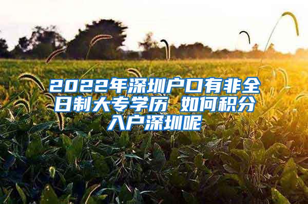 2022年深圳户口有非全日制大专学历 如何积分入户深圳呢