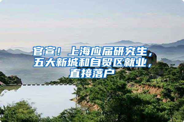官宣！上海应届研究生，五大新城和自贸区就业，直接落户