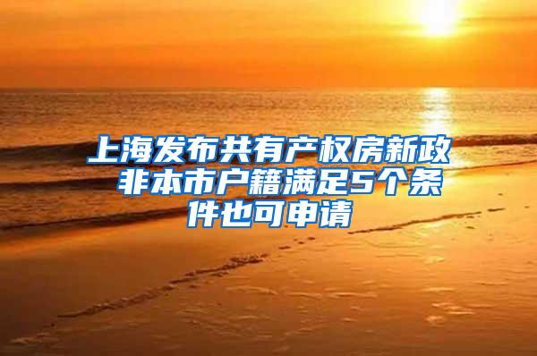 上海发布共有产权房新政 非本市户籍满足5个条件也可申请