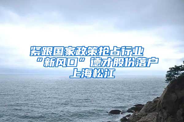紧跟国家政策抢占行业“新风口”德才股份落户上海松江