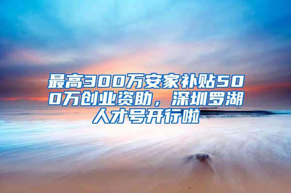 最高300万安家补贴500万创业资助，深圳罗湖人才号开行啦
