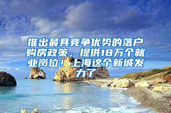推出最具竞争优势的落户购房政策，提供18万个就业岗位！上海这个新城发力了