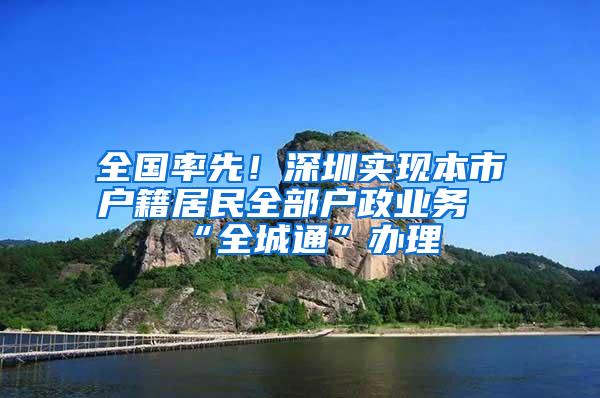 全国率先！深圳实现本市户籍居民全部户政业务“全城通”办理