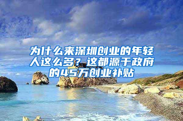 为什么来深圳创业的年轻人这么多？这都源于政府的45万创业补贴