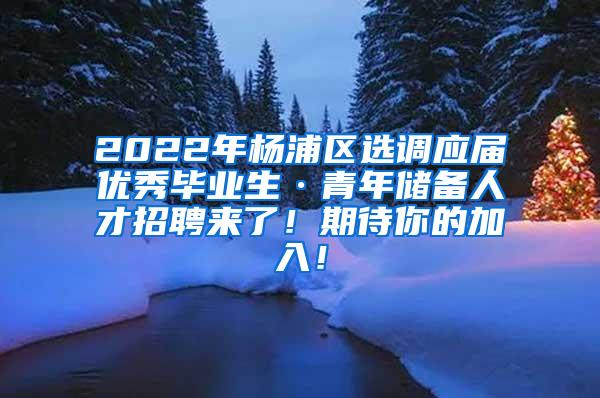 2022年杨浦区选调应届优秀毕业生·青年储备人才招聘来了！期待你的加入！