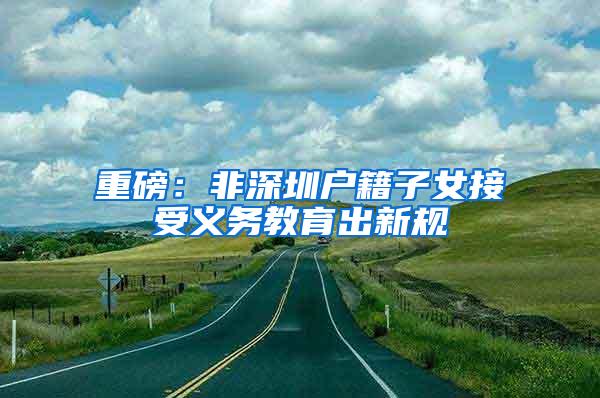 重磅：非深圳户籍子女接受义务教育出新规