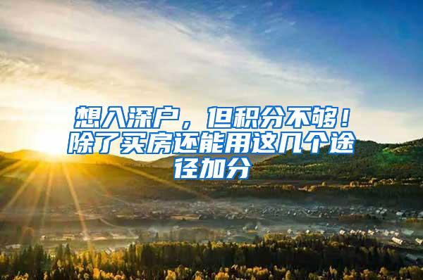 想入深户，但积分不够！除了买房还能用这几个途径加分