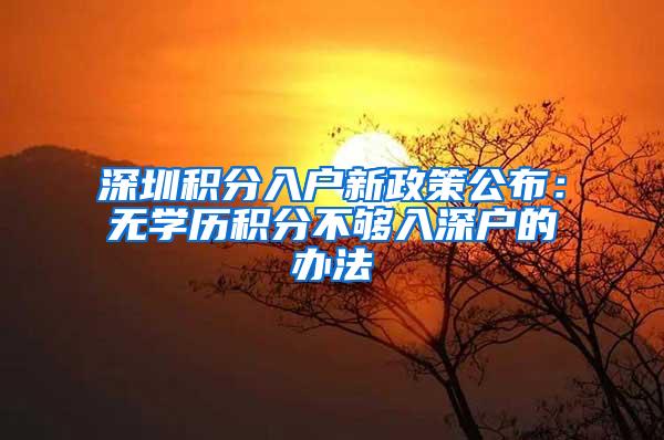 深圳积分入户新政策公布：无学历积分不够入深户的办法