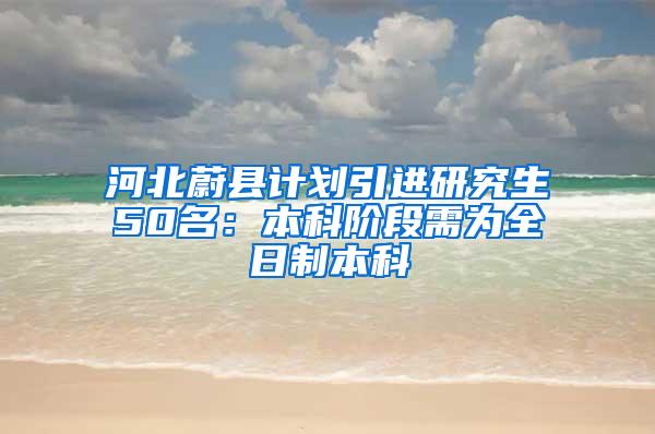 河北蔚县计划引进研究生50名：本科阶段需为全日制本科