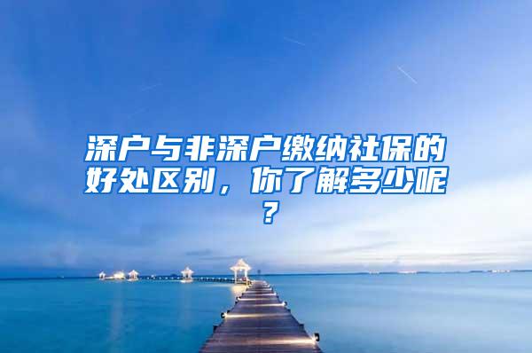 深户与非深户缴纳社保的好处区别，你了解多少呢？