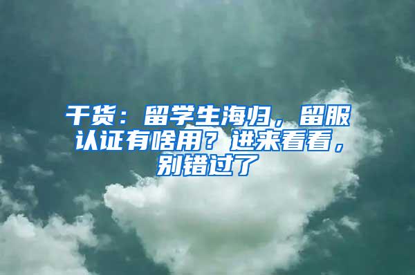 干货：留学生海归，留服认证有啥用？进来看看，别错过了