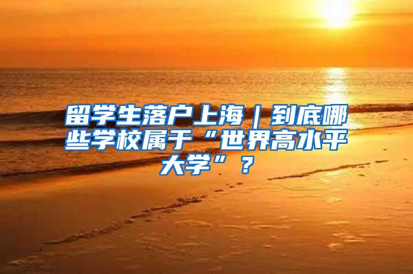 留学生落户上海｜到底哪些学校属于“世界高水平大学”？