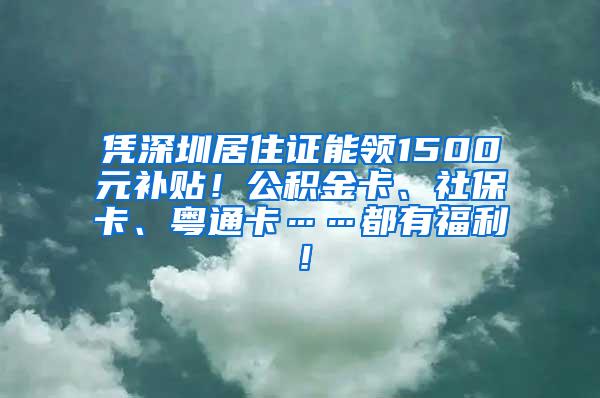 凭深圳居住证能领1500元补贴！公积金卡、社保卡、粤通卡……都有福利！