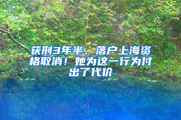 获刑3年半、落户上海资格取消！她为这一行为付出了代价