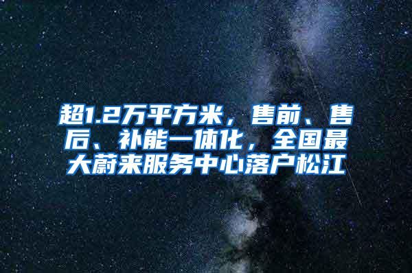 超1.2万平方米，售前、售后、补能一体化，全国最大蔚来服务中心落户松江