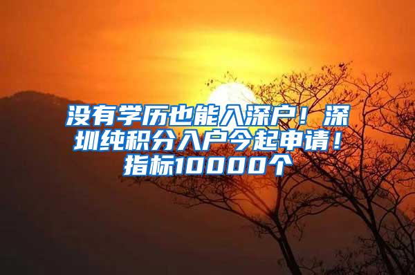 没有学历也能入深户！深圳纯积分入户今起申请！指标10000个