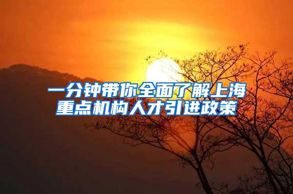 一分钟带你全面了解上海重点机构人才引进政策