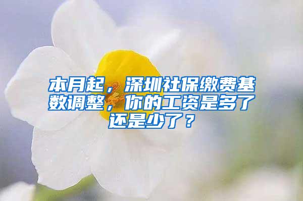 本月起，深圳社保缴费基数调整，你的工资是多了还是少了？