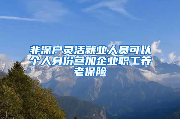 非深户灵活就业人员可以个人身份参加企业职工养老保险