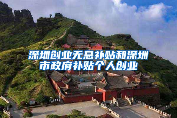 深圳创业无息补贴和深圳市政府补贴个人创业