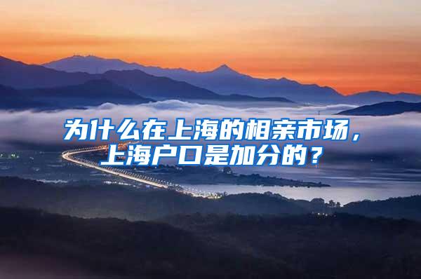 为什么在上海的相亲市场，上海户口是加分的？