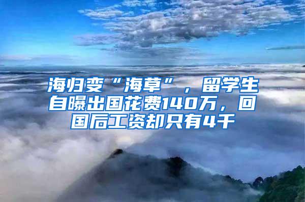 海归变“海草”，留学生自曝出国花费140万，回国后工资却只有4千