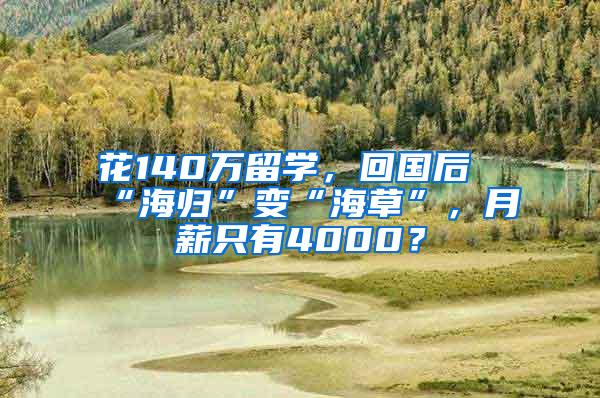 花140万留学，回国后“海归”变“海草”，月薪只有4000？