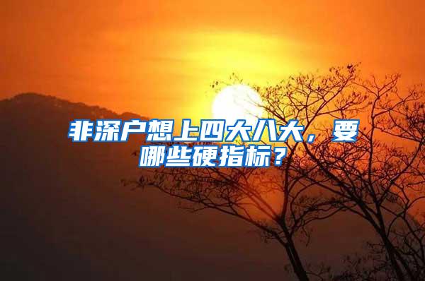 非深户想上四大八大，要哪些硬指标？