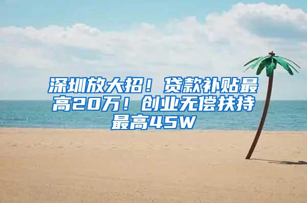 深圳放大招！贷款补贴最高20万！创业无偿扶持最高45W