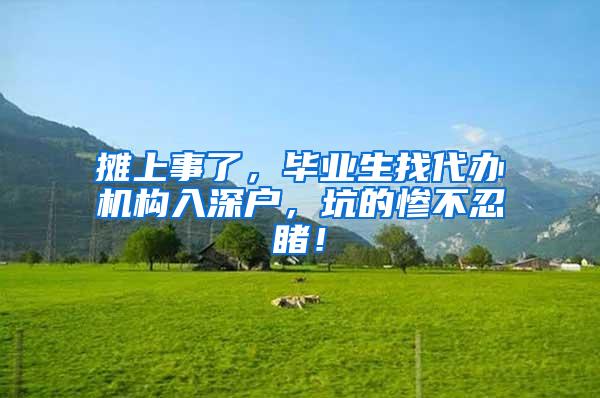 摊上事了，毕业生找代办机构入深户，坑的惨不忍睹！