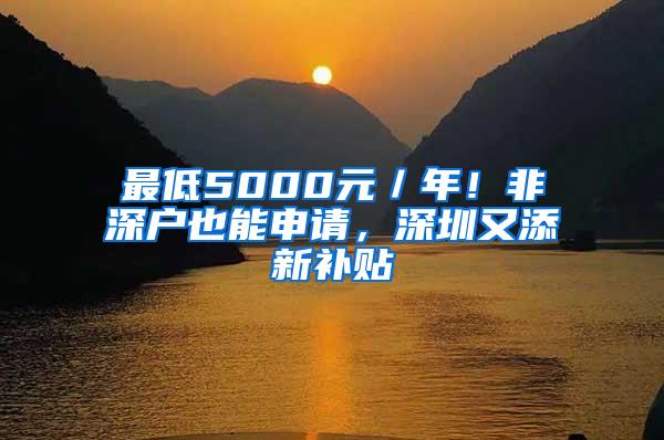 最低5000元／年！非深户也能申请，深圳又添新补贴