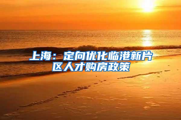 上海：定向优化临港新片区人才购房政策