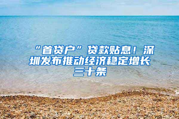 “首贷户”贷款贴息！深圳发布推动经济稳定增长三十条