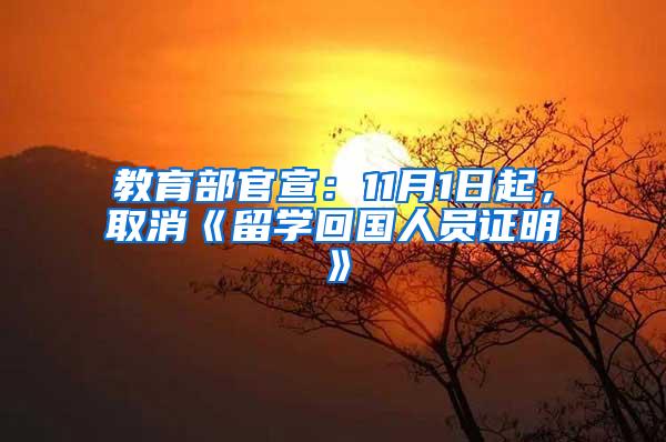 教育部官宣：11月1日起，取消《留学回国人员证明》