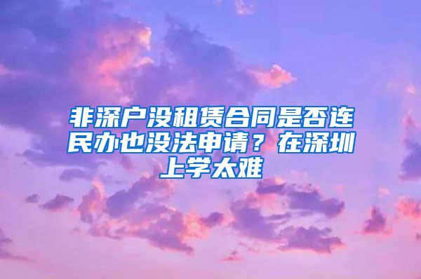 非深户没租赁合同是否连民办也没法申请？在深圳上学太难