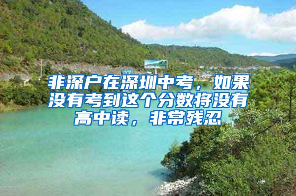 非深户在深圳中考，如果没有考到这个分数将没有高中读，非常残忍