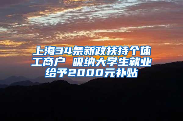 上海34条新政扶持个体工商户 吸纳大学生就业给予2000元补贴