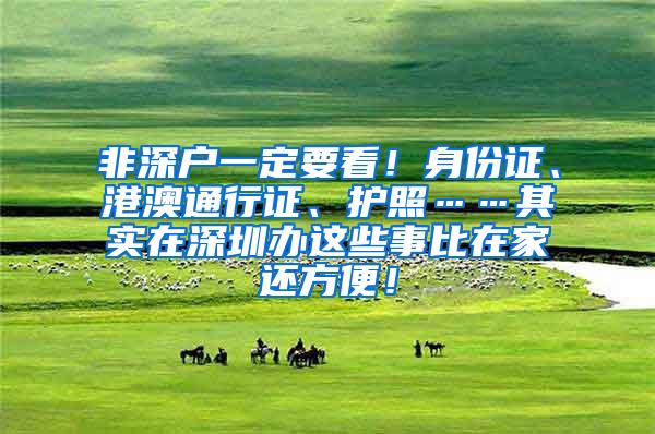 非深户一定要看！身份证、港澳通行证、护照……其实在深圳办这些事比在家还方便！