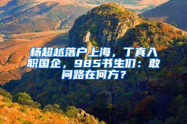 杨超越落户上海，丁真入职国企，985书生们：敢问路在何方？