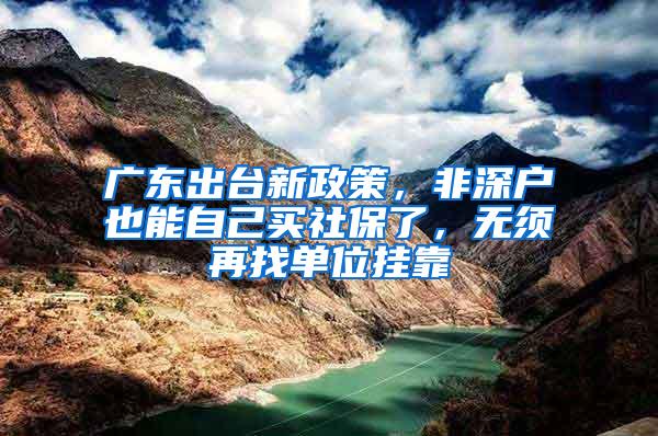 广东出台新政策，非深户也能自己买社保了，无须再找单位挂靠