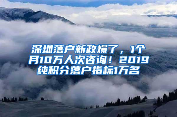 深圳落户新政爆了，1个月10万人次咨询！2019纯积分落户指标1万名
