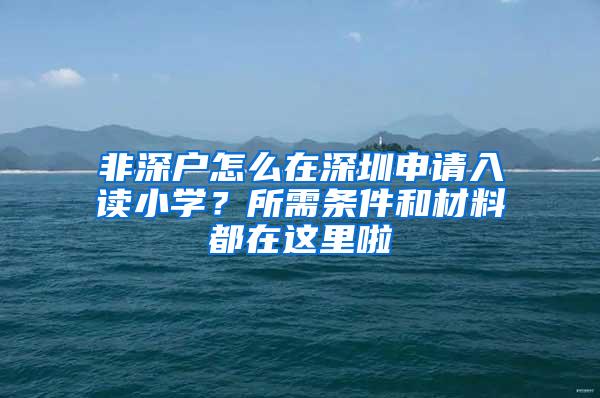 非深户怎么在深圳申请入读小学？所需条件和材料都在这里啦