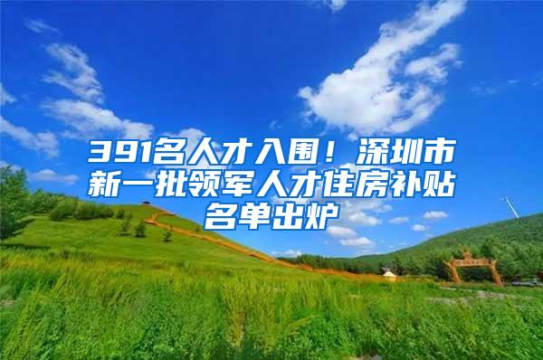 391名人才入围！深圳市新一批领军人才住房补贴名单出炉