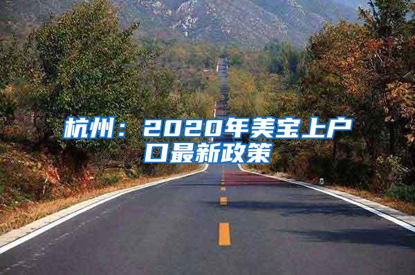 杭州：2020年美宝上户口最新政策