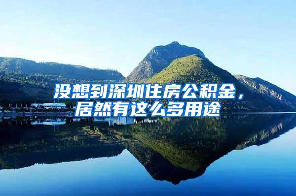 没想到深圳住房公积金，居然有这么多用途