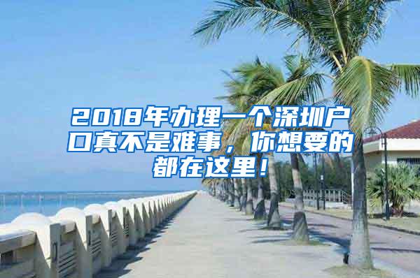 2018年办理一个深圳户口真不是难事，你想要的都在这里！