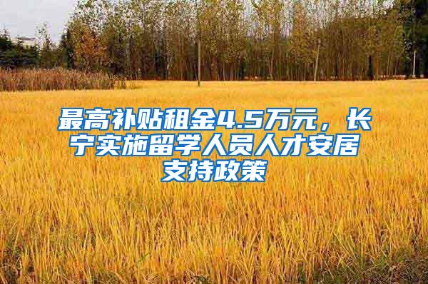 最高补贴租金4.5万元，长宁实施留学人员人才安居支持政策