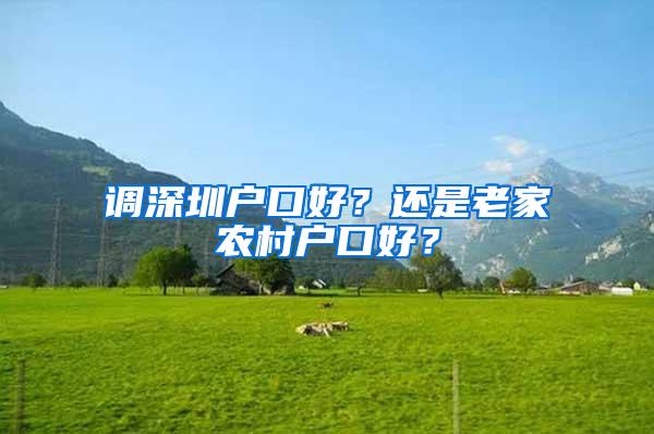 调深圳户口好？还是老家农村户口好？