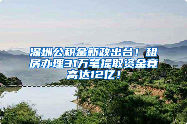 深圳公积金新政出台！租房办理31万笔提取资金竟高达12亿！