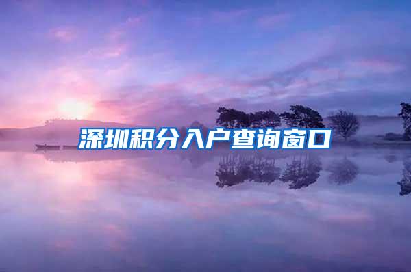 深圳积分入户查询窗口